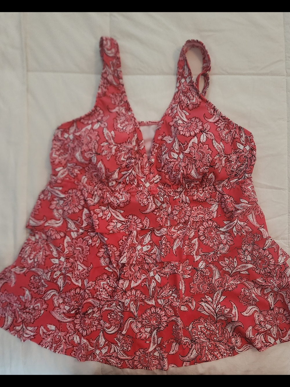 croft & barrow Pink Floral Tiered Tankini Top